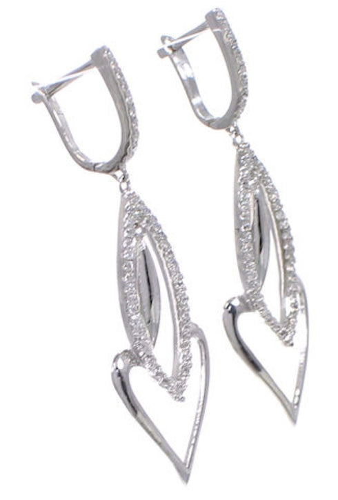Genuine Sterling Silver Cubic Zirconia Post Dangle Earrings DS55147